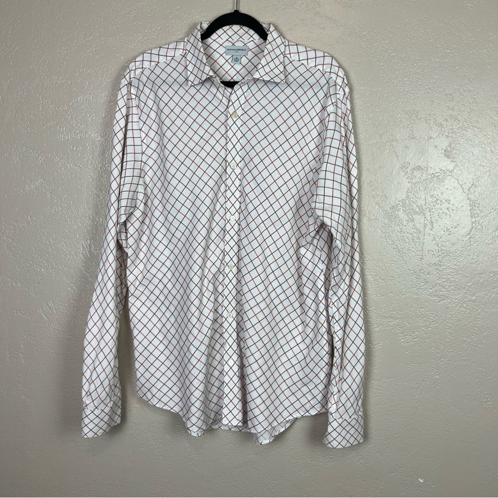 5/$30‎ Banana republic long sleeve bottoms down plaid men shirt size XL 17